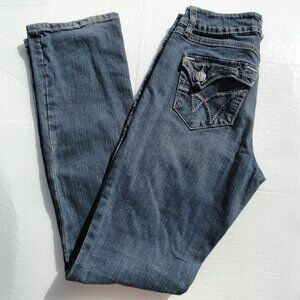 3 for $10 Size 4/27 Worn Jeans White Stitching Straight Leg Medium Wash Women's